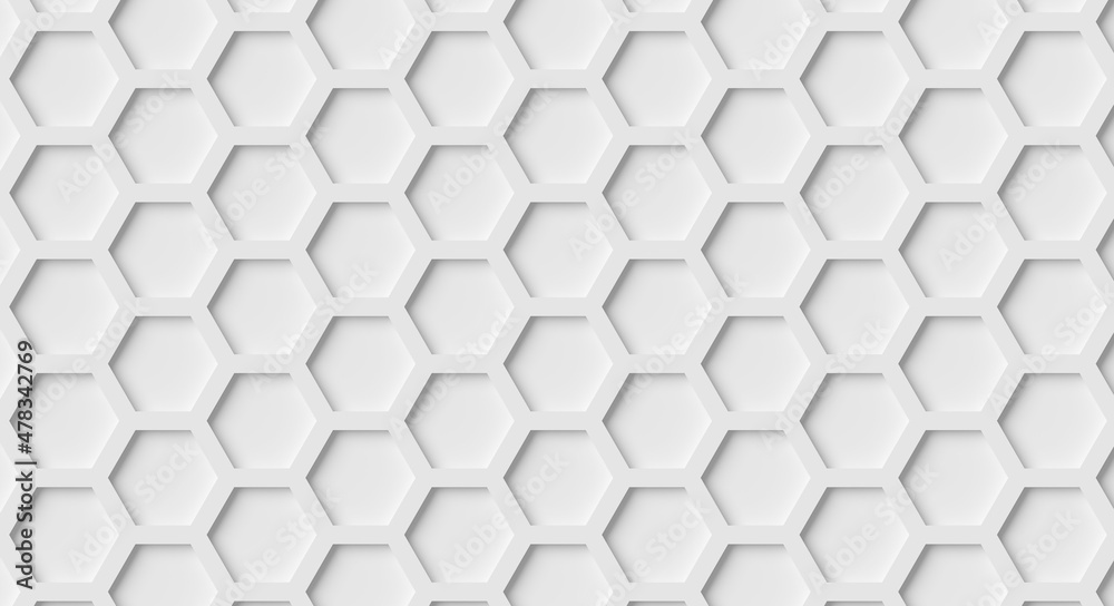 Modern minimal white inset honeycomb hexagon geometrical pattern background flat lay top view from above frame filling Modern minimal white inset honeycomb hexagon geometrical pattern background flat lay top view from above frame filling