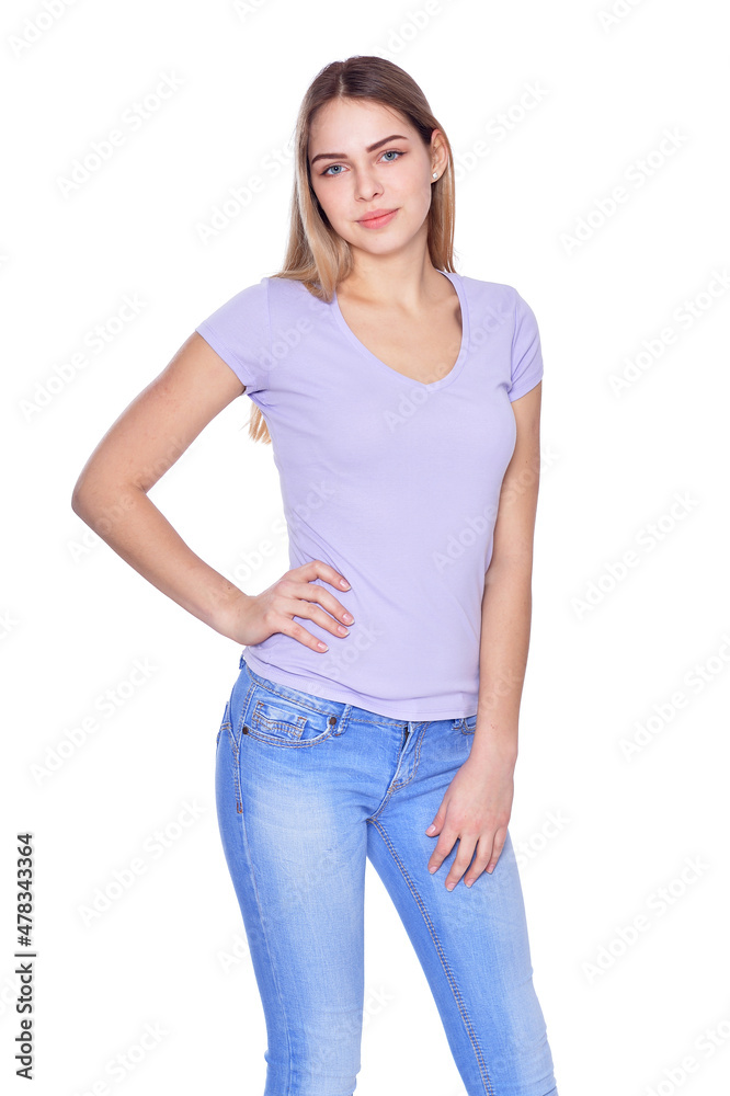 portrait of beautiful woman wearing casual clothing portrait of beautiful woman wearing casual clothing