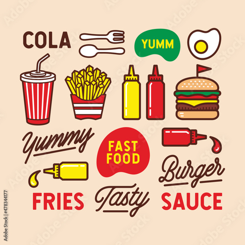 fast food set vector illustration