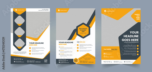 Corporate business flyer pamphlet brochure or poster design set a4 layout space with editable photo background red color flyer template for annual report introduction company