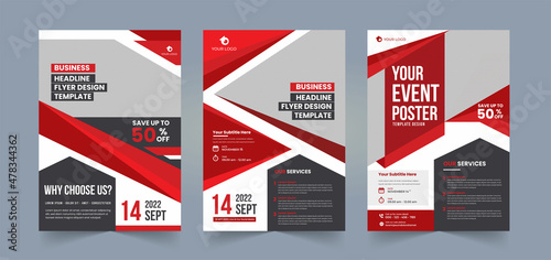 Corporate business flyer pamphlet brochure or poster design layout space with editable photo background red color flyer template for annual report introduction company