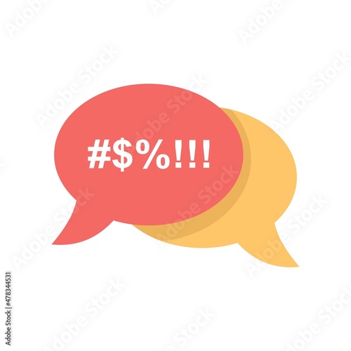 Rage chat icon flat isolated vector