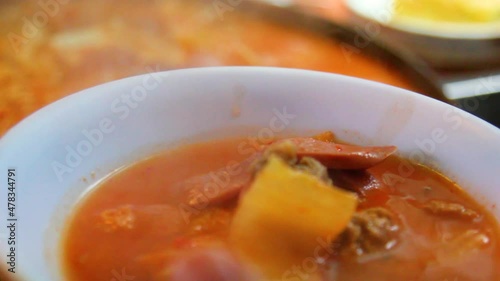budae jjigae, army stew, Korean food photo