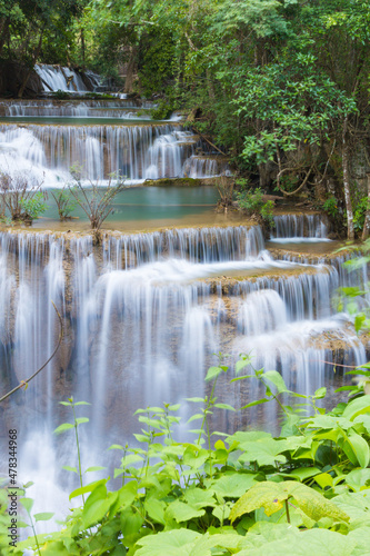 Level four of Waterfall Huai Mae Kamin in Kanchanaburi  Thailand