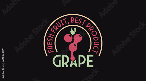 Vintage Fruit Logo Template for Grape Logo Vector. Retro Style Fruit Logo © Framehay