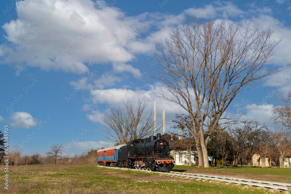 Edirne, Turkey, December 23, 2021: View of old historical train station building,  of Edirne, Turkey