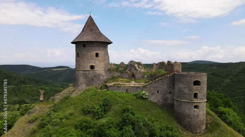 Aerial view of Somoska Castle in the village of Siatorska Bukovinka in Slovakia Aerial view of Somoska Castle in the village of Siatorska Bukovinka in Slovakia