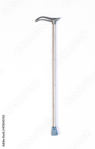 silver walking stick isolated on white background