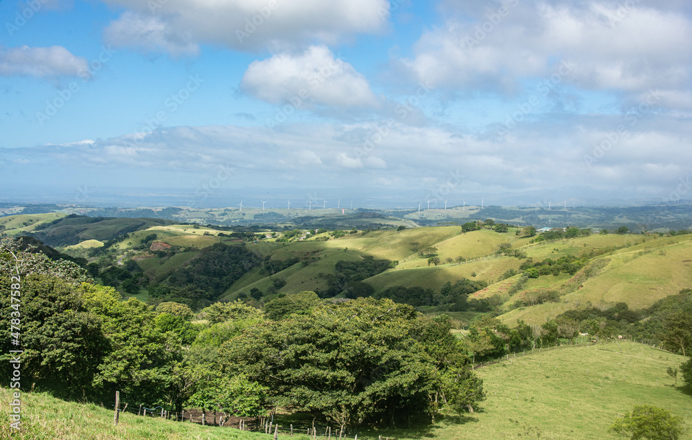 Green landscape, Tejona Wind Farm, Tilaran, Lake Arenal, Costa Rica