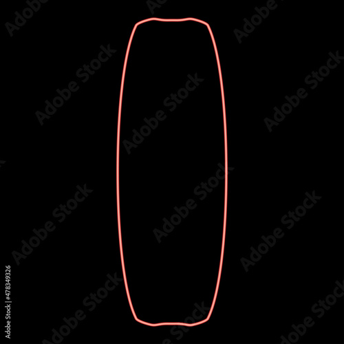 Neon board for kiteboard sport red color vector illustration image flat style