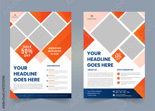 Set of business brochure flyer and poster modern cover design for annual report corporate company with editable photo background in a4 size template