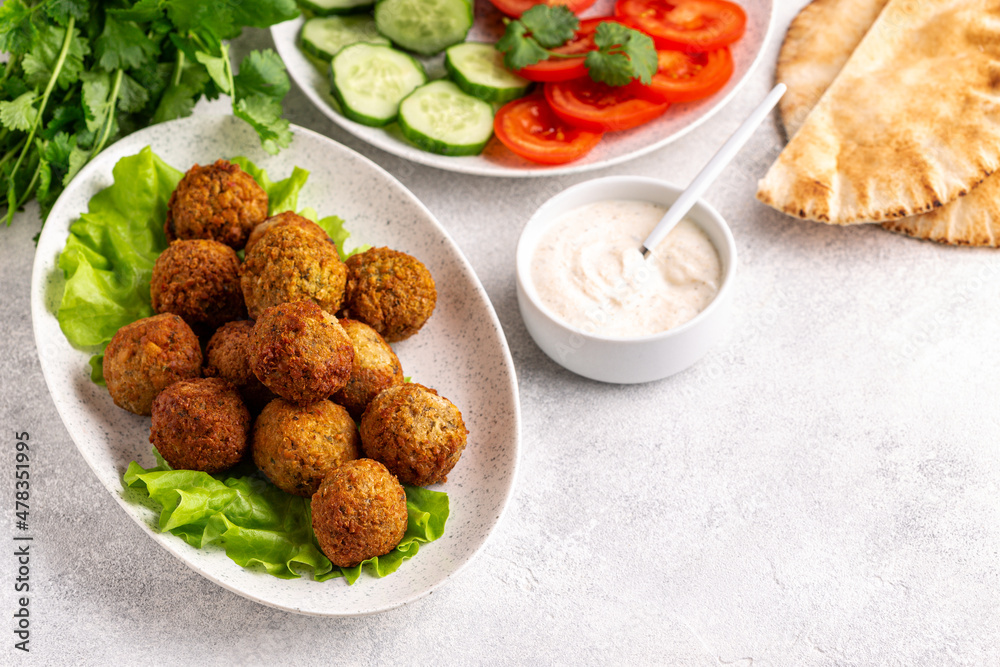 Vegetarian food - falafel balls from spiced chickpeas Vegetarian food - falafel balls from spiced chickpeas