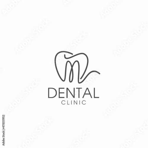 line art letter m dental logo design