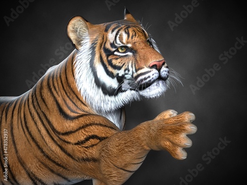 Tiger close-up. 3d illustration