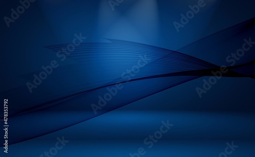  Abstract illustration of dark blue intermittent waves in a gradient blue background