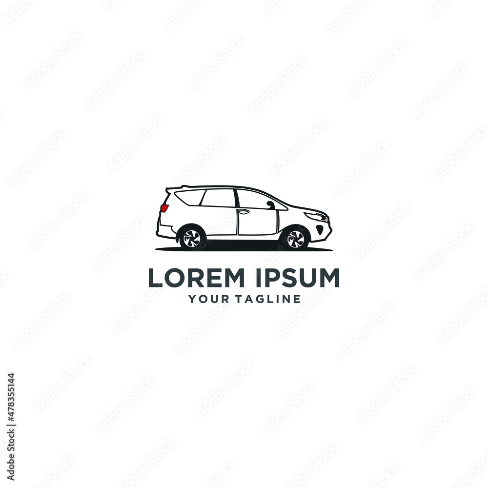 Simple SUV car vector illustration concept with black stripes and red taillights, perfect for your automotive business company product icon