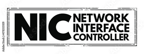 NIC - Network Interface Controller acronym text stamp, technology concept background