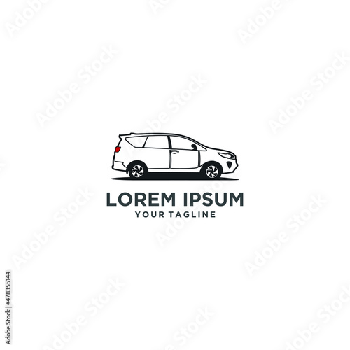 Simple SUV car vector illustration concept with black stripes and red taillights  perfect for your automotive business company product icon