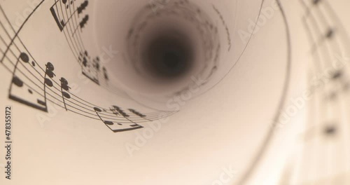 Vintage Sheet Music. Camera moving over a music sheet showing notes. Close up of music notes on a paper