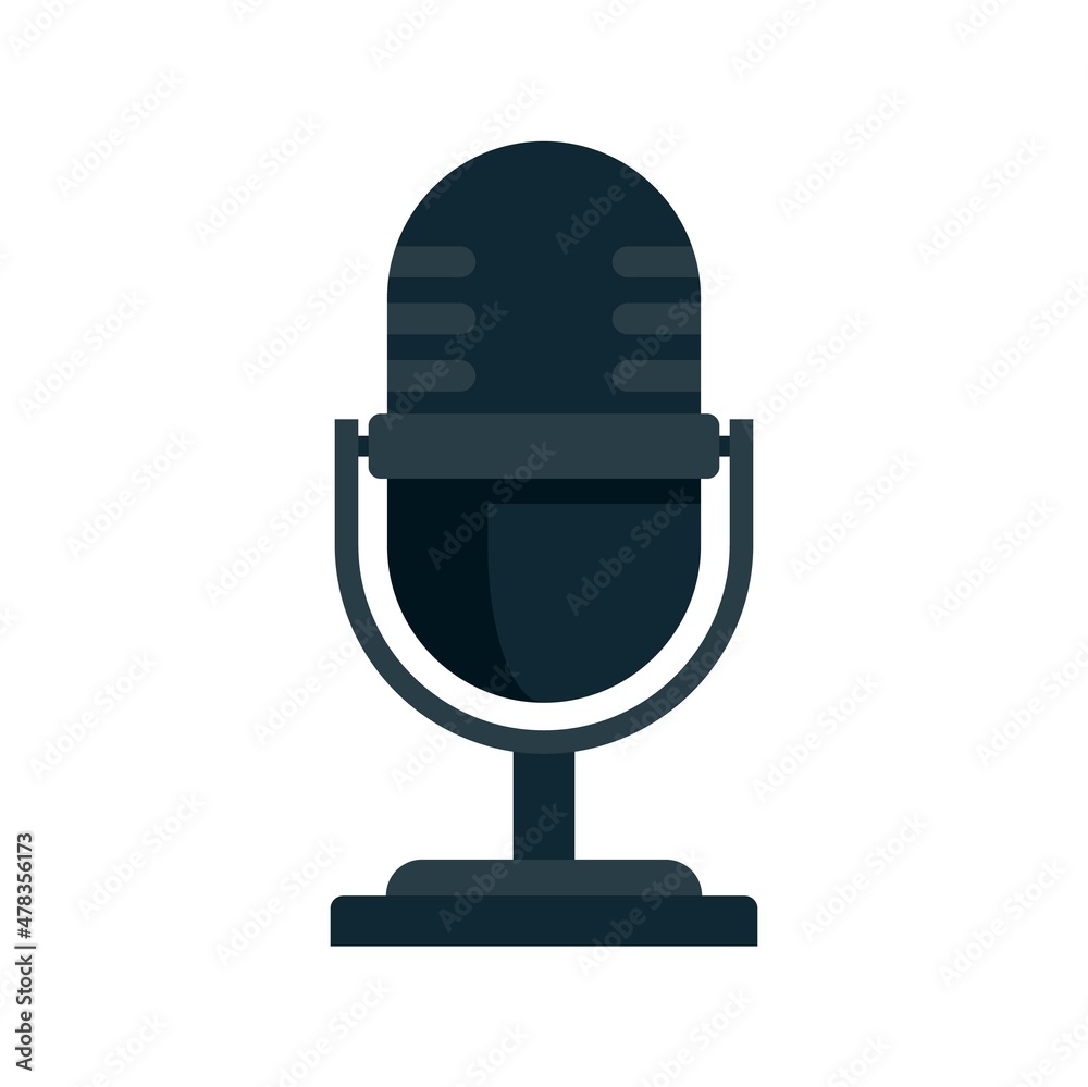 Obraz premium Tv studio microphone icon flat isolated vector
