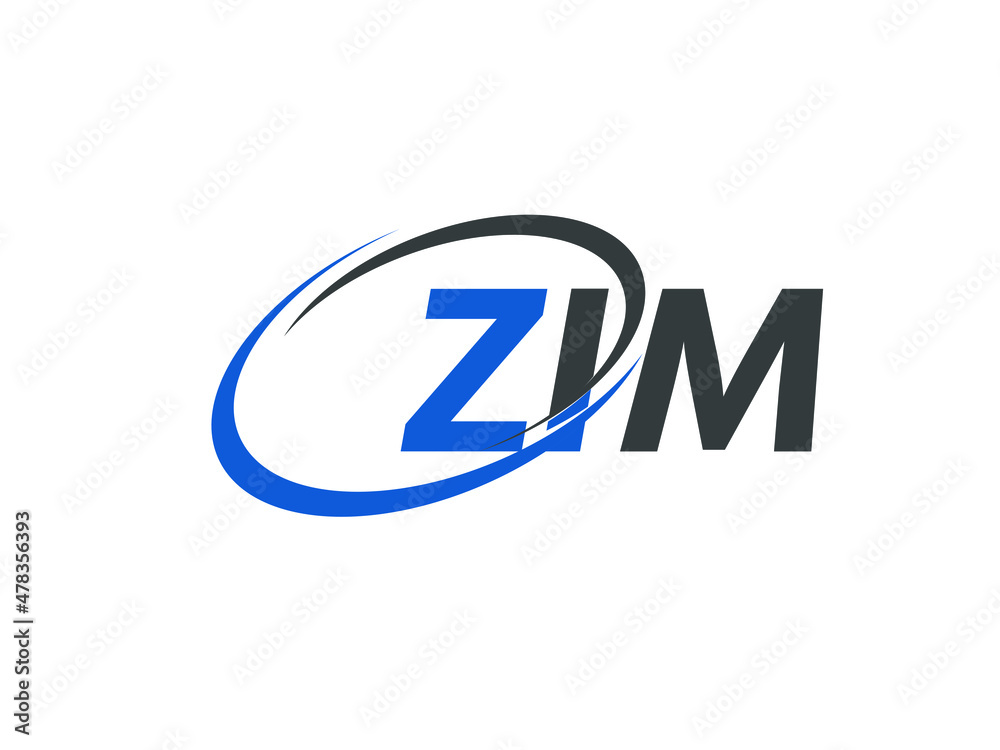 ZIM letter creative modern elegant swoosh logo design - obrazy, fototapety, plakaty 