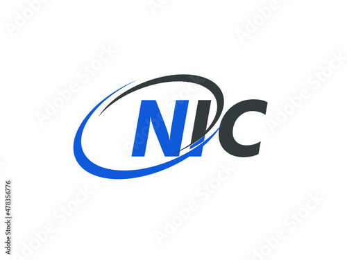 NIC letter creative modern elegant swoosh logo design