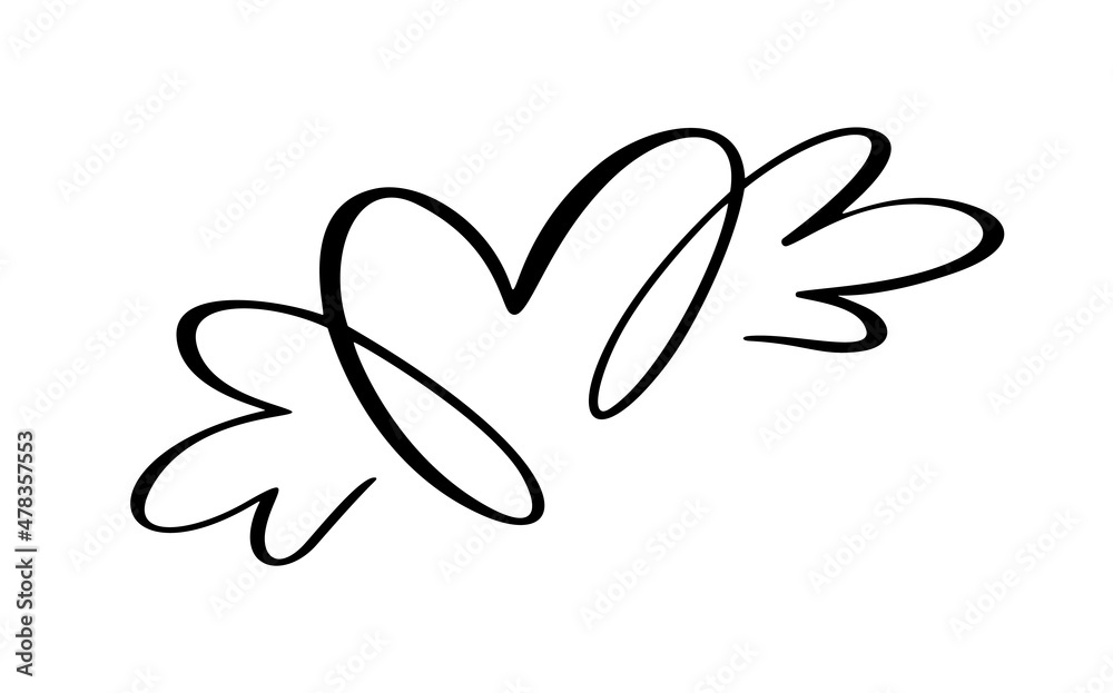 Lover icon vector calligraphic heart with wings. Hand drawn valentine day calligraphy logo. Decor for greeting card, mug, photo overlays, t-shirt print, flyer, poster design Lover icon vector calligraphic heart with wings. Hand drawn valentine day calligraphy logo. Decor for greeting card, mug, photo overlays, t-shirt print, flyer, poster design