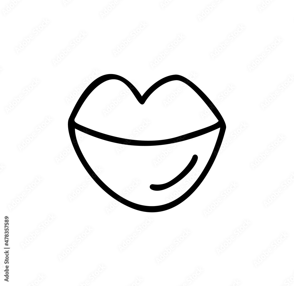 Monoline Hand Draw lips. Beauty Ink Women lip in Sketch Art Style, Line Draw Mouth Symbol, lips Single Outline Vector Illustration for Interior Design, Picture Printing Monoline Hand Draw lips. Beauty Ink Women lip in Sketch Art Style, Line Draw Mouth Symbol, lips Single Outline Vector Illustration for Interior Design, Picture Printing