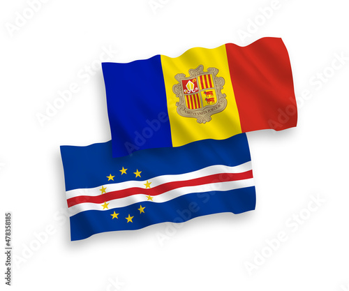Flags of Republic of Cabo Verde and Andorra on a white background