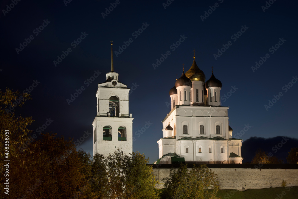 Trinity cathedral at Krom (Kremlin) in Pskov. Russia