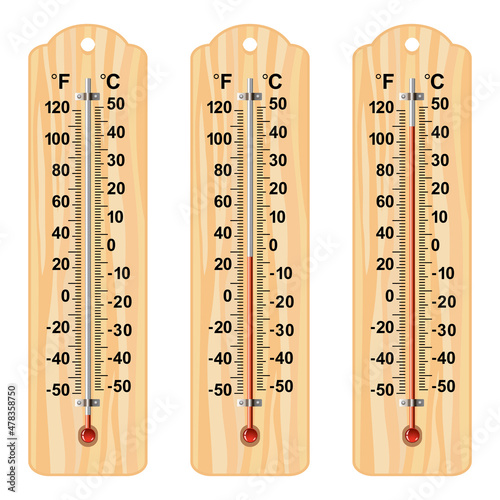 vector set of wooden thermometers