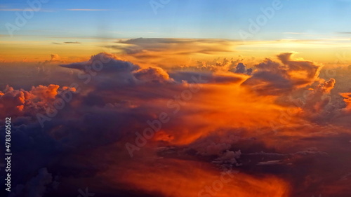 Scenic cloudscape view of a beautiful sunset seen at a high altitude  © 1000 Words