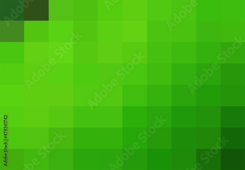 Vector green background. Geometric texture from green squares. A backing of mosaic squares. Abstract green backdrop, space for your design or text. Vector illustration