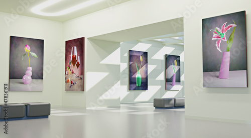 Εκτύπωση καμβά 3D illustration with an art gallery