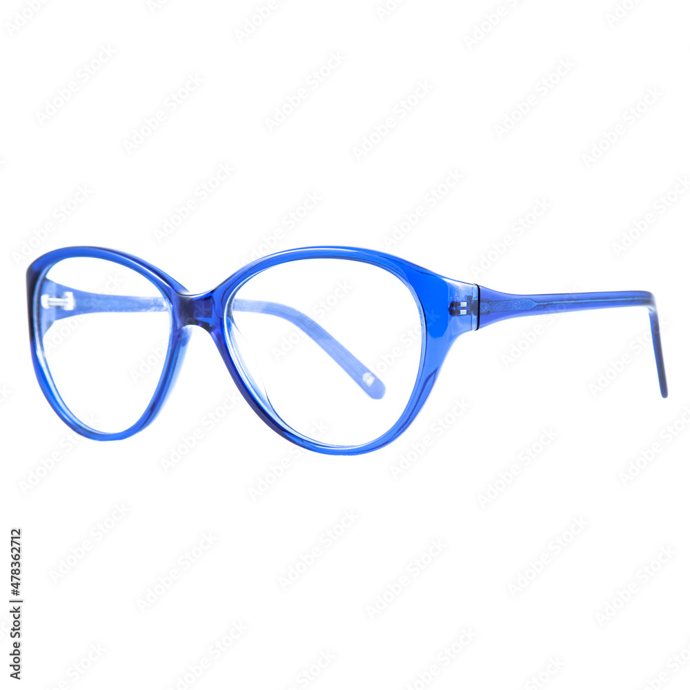 frames of glasses in blue on a white background. Eyeglasses in blue frames. frames of glasses in blue on a white background. Eyeglasses in blue frames.