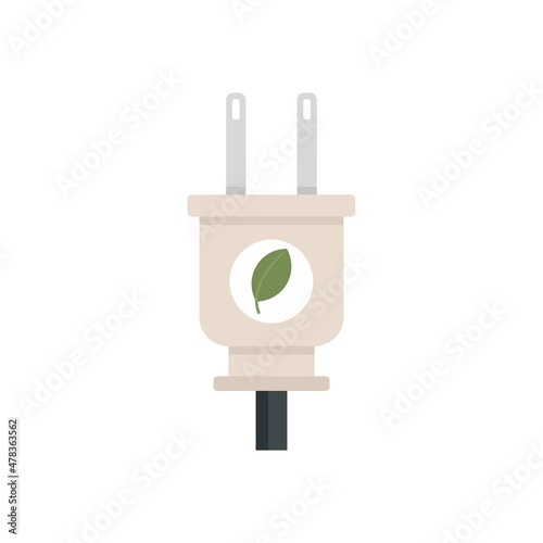 Eco energy plug icon flat isolated vector