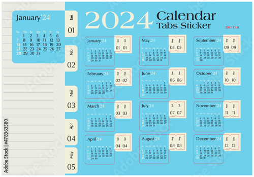 2024 Calendar Tabs Sticker