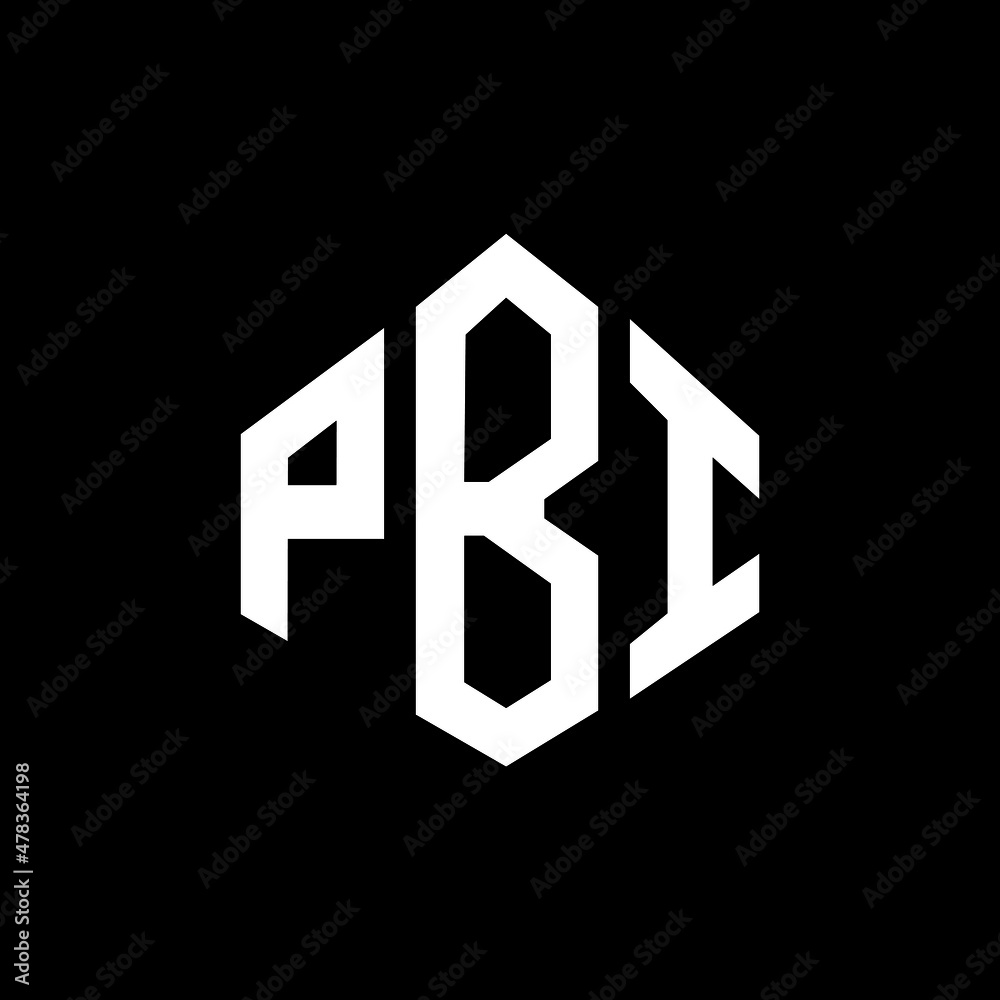 PBI letter logo design with polygon shape. PBI polygon and cube shape logo design. PBI hexagon vector logo template white and black colors. PBI monogram, business and real estate logo.