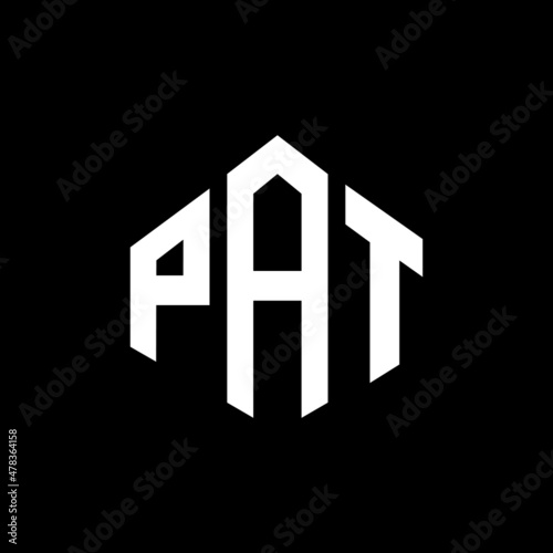 PAT letter logo design with polygon shape. PAT polygon and cube shape logo design. PAT hexagon vector logo template white and black colors. PAT monogram, business and real estate logo.