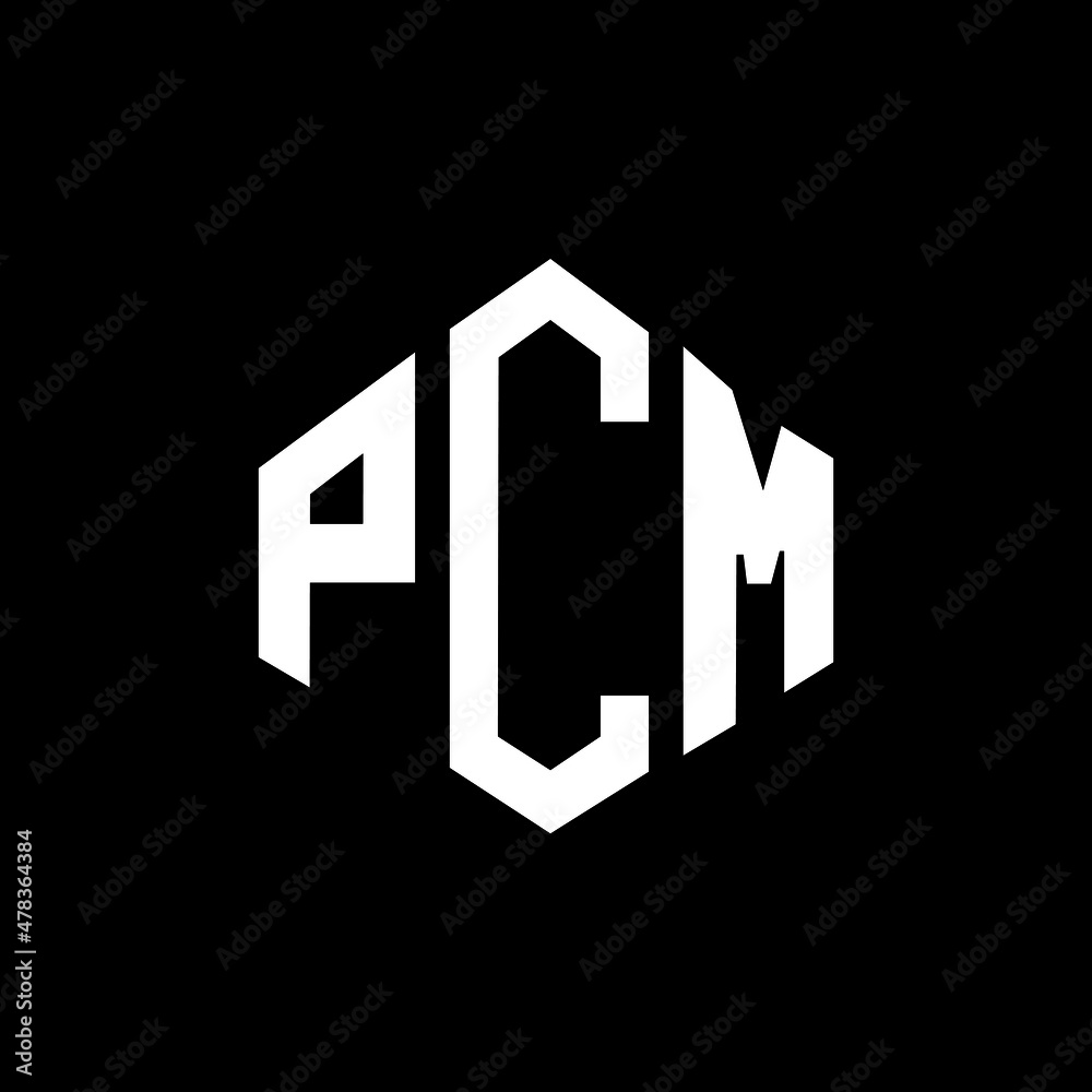 PCM letter logo design with polygon shape. PCM polygon and cube shape logo design. PCM hexagon vector logo template white and black colors. PCM monogram, business and real estate logo.