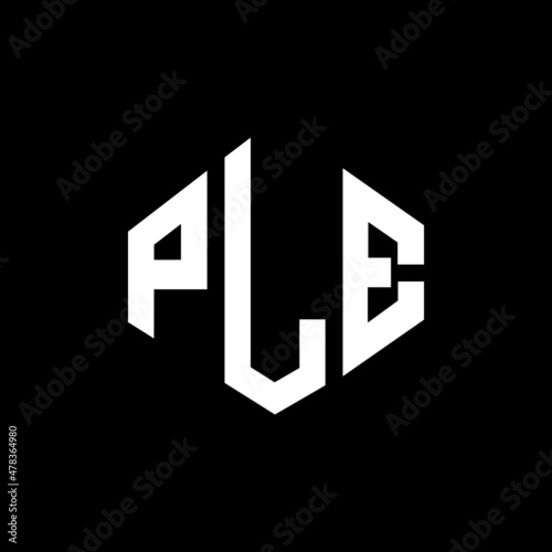 PLE letter logo design with polygon shape. PLE polygon and cube shape logo design. PLE hexagon vector logo template white and black colors. PLE monogram, business and real estate logo.