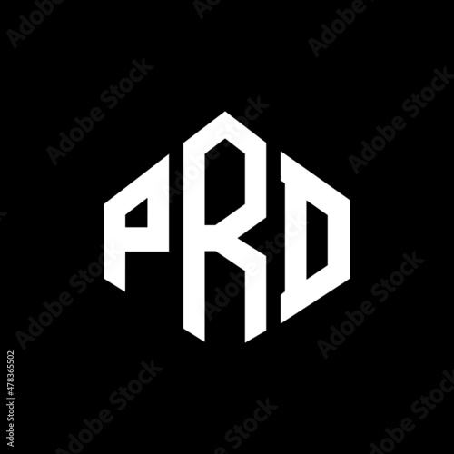 PRD letter logo design with polygon shape. PRD polygon and cube shape logo design. PRD hexagon vector logo template white and black colors. PRD monogram, business and real estate logo.