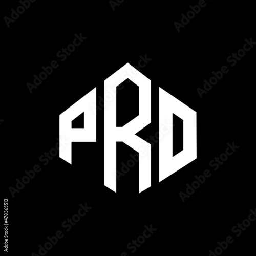 PRO letter logo design with polygon shape. PRO polygon and cube shape logo design. PRO hexagon vector logo template white and black colors. PRO monogram, business and real estate logo.