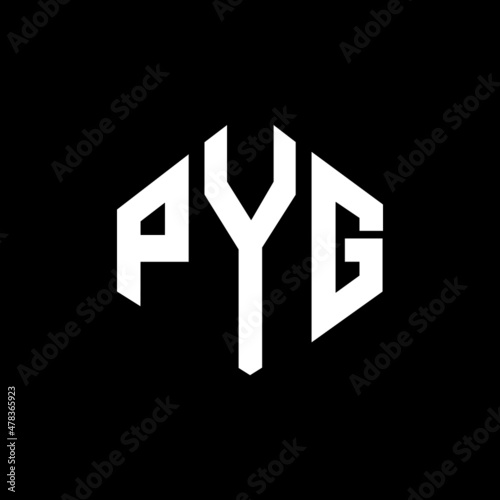PYG letter logo design with polygon shape. PYG polygon and cube shape logo design. PYG hexagon vector logo template white and black colors. PYG monogram, business and real estate logo. photo