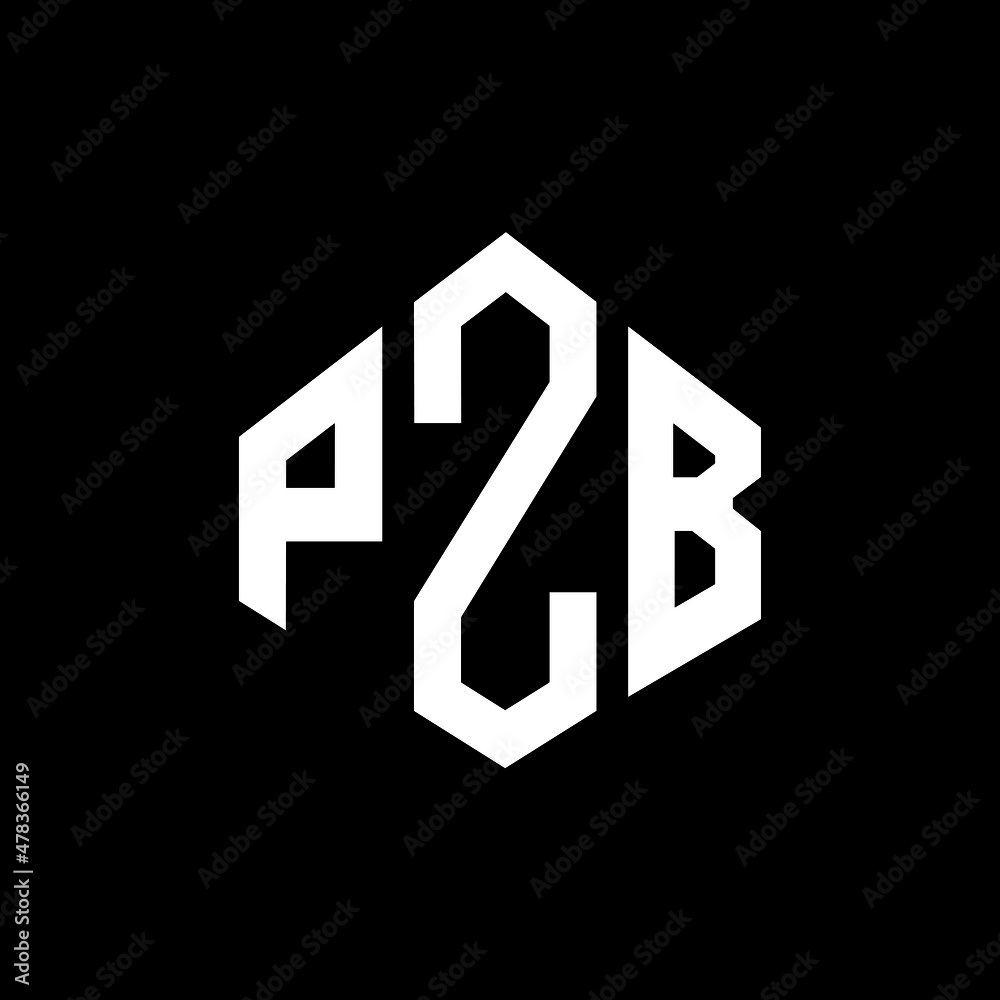 PZB letter logo design with polygon shape. PZB polygon and cube shape logo design. PZB hexagon vector logo template white and black colors. PZB monogram, business and real estate logo.