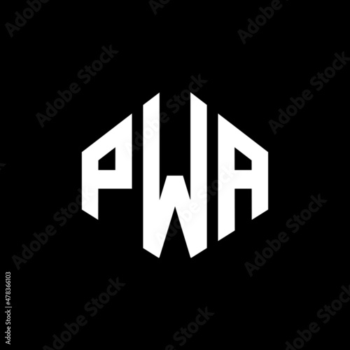 PWA letter logo design with polygon shape. PWA polygon and cube shape logo design. The three initials form a circle logo. PWA monogram, business and real estate logo. photo