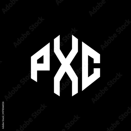 PXC letter logo design with polygon shape. PXC polygon and cube shape logo design. PXC hexagon vector logo template white and black colors. PXC monogram, business and real estate logo. photo