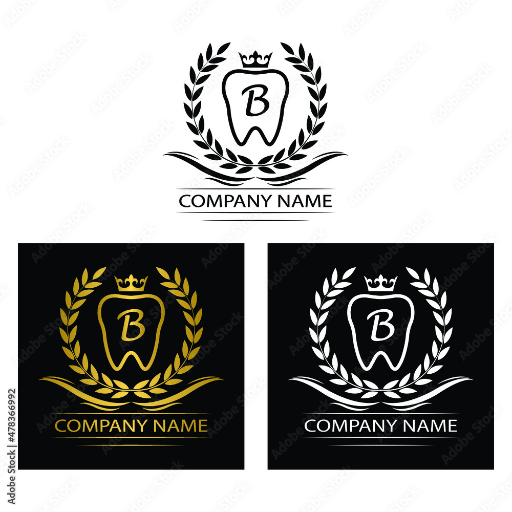 Obraz premium Letter B Tooth Dental Clinic vector template Dentist logo company 