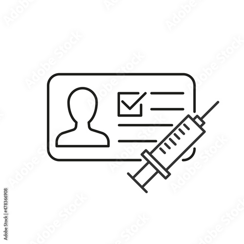Vaccination certificate card line icon. Editable stroke