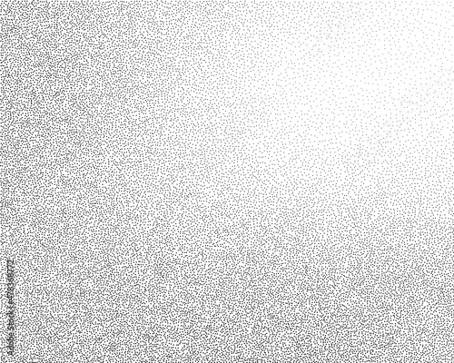 Dotwork gradient pattern vector background. Black noise stipple dots. Sand grain effect. Black dots grunge banner. Abstract noise dotwork pattern. Gradient circles. Stochastic dotted vector background